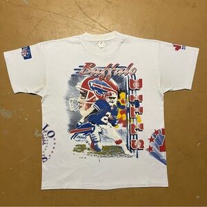 Vintage 1992 Bulletin Buffalo Bills AOP All Over Print Graphic Tshirt Size XL